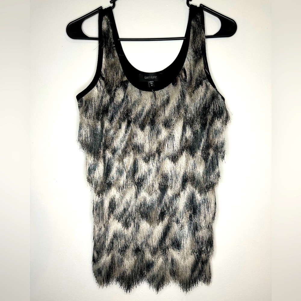 KAREN KANE COSMOPOLITAN FRINGE TANK Size M